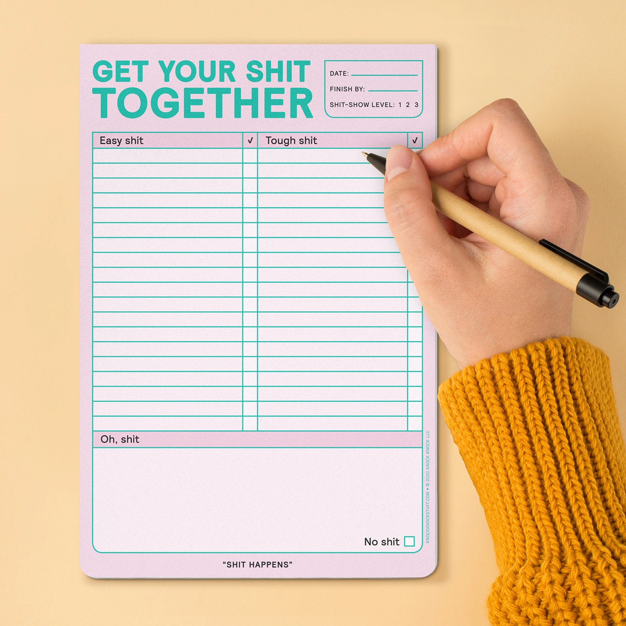 Get Your Shit Together Notepad - Pastel Pink with Teal accents