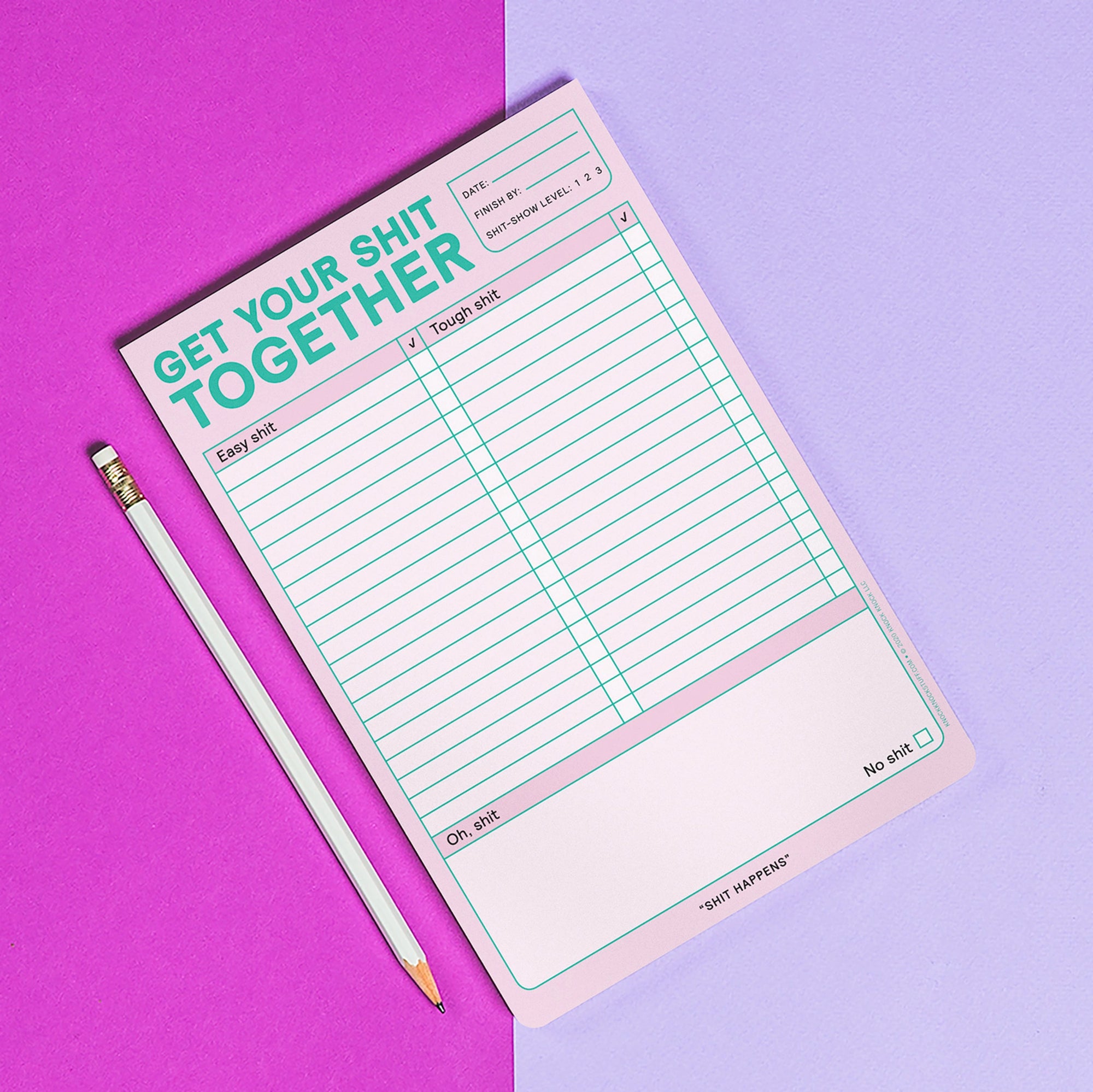 Get Your Shit Together Notepad - Pastel Pink with Teal accents