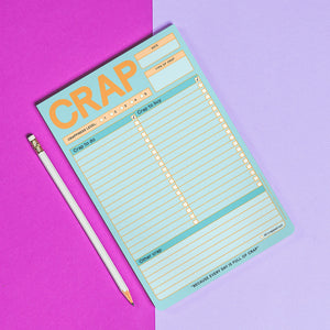 Crap Notepad -  Aqua with Pastel Orange writing and accents