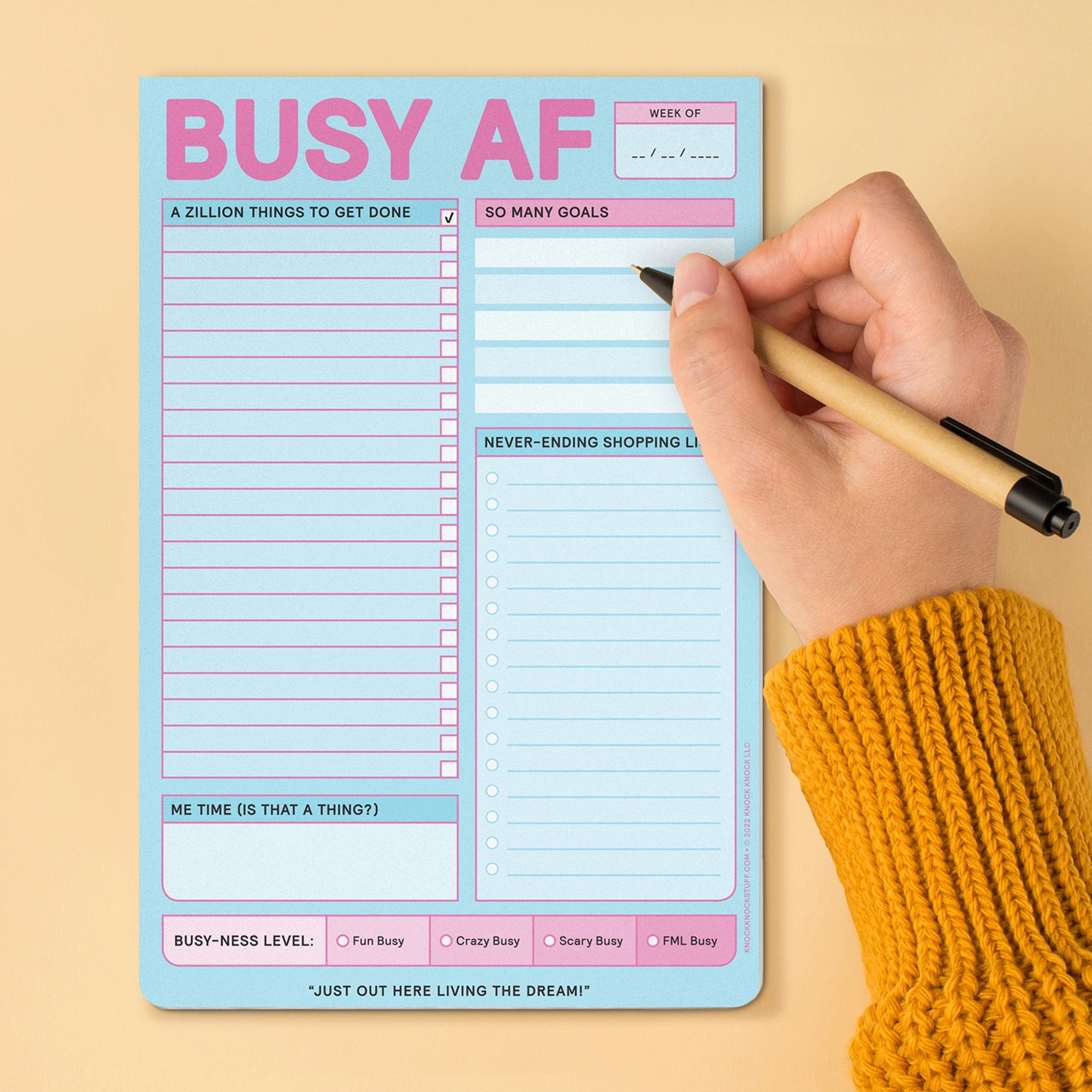 Busy AF Notepad - light blue and pink