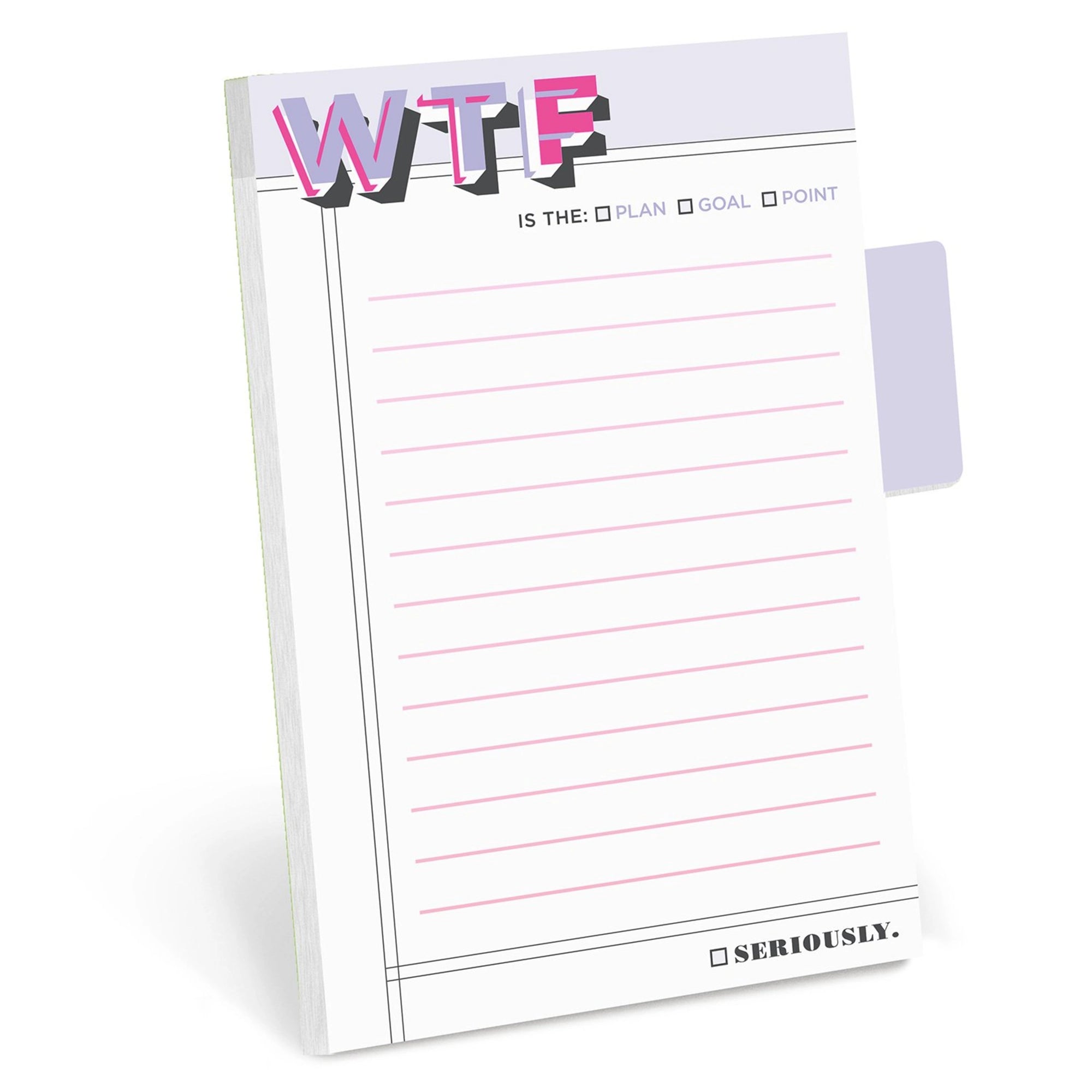 WTF Sticky Notepad with Tabs - lavender and hot pink