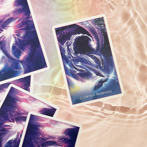 Whispers of the Dolphin Heart Oracle, Sample Card: "Celestial Awakening"