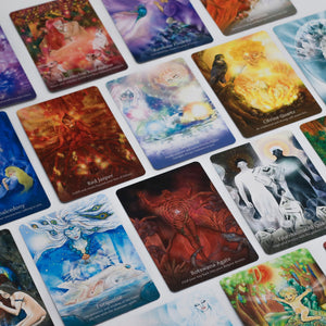 Shamanic Crystals Oracle: A Guide to Support Your Personal Work and Soul Awakening Artwork by Cristina Fontana. Translated by Cristina Oliva 
picture of sample cards 