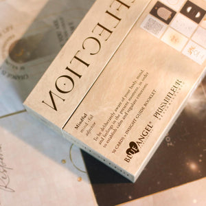 card deck with text and branding on a blurred background