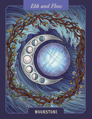 The Illustrated Crystallary Oracle sample card - Moonstone: Ebb and Flow