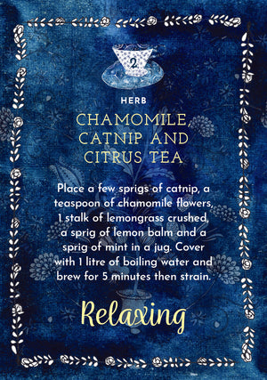 Divine Tea Time Inspiration sample Card "chamomile catnip and citrus tea"