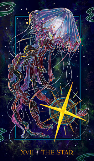 Oriens Animal Tarot sample card "XVII · The Star" picture of jelly fish with a star