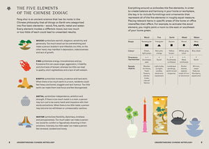 Educational page about the Five Elements of the Chinese Zodiac with text and illustrations.