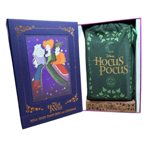 Mega-Sized Hocus Pocus Tarot Deck with larger, sturdier cards that fully capture the splendor and enchantment of the Hocus Pocus films, a beautiful card stand, and a deluxe velvet pouch.