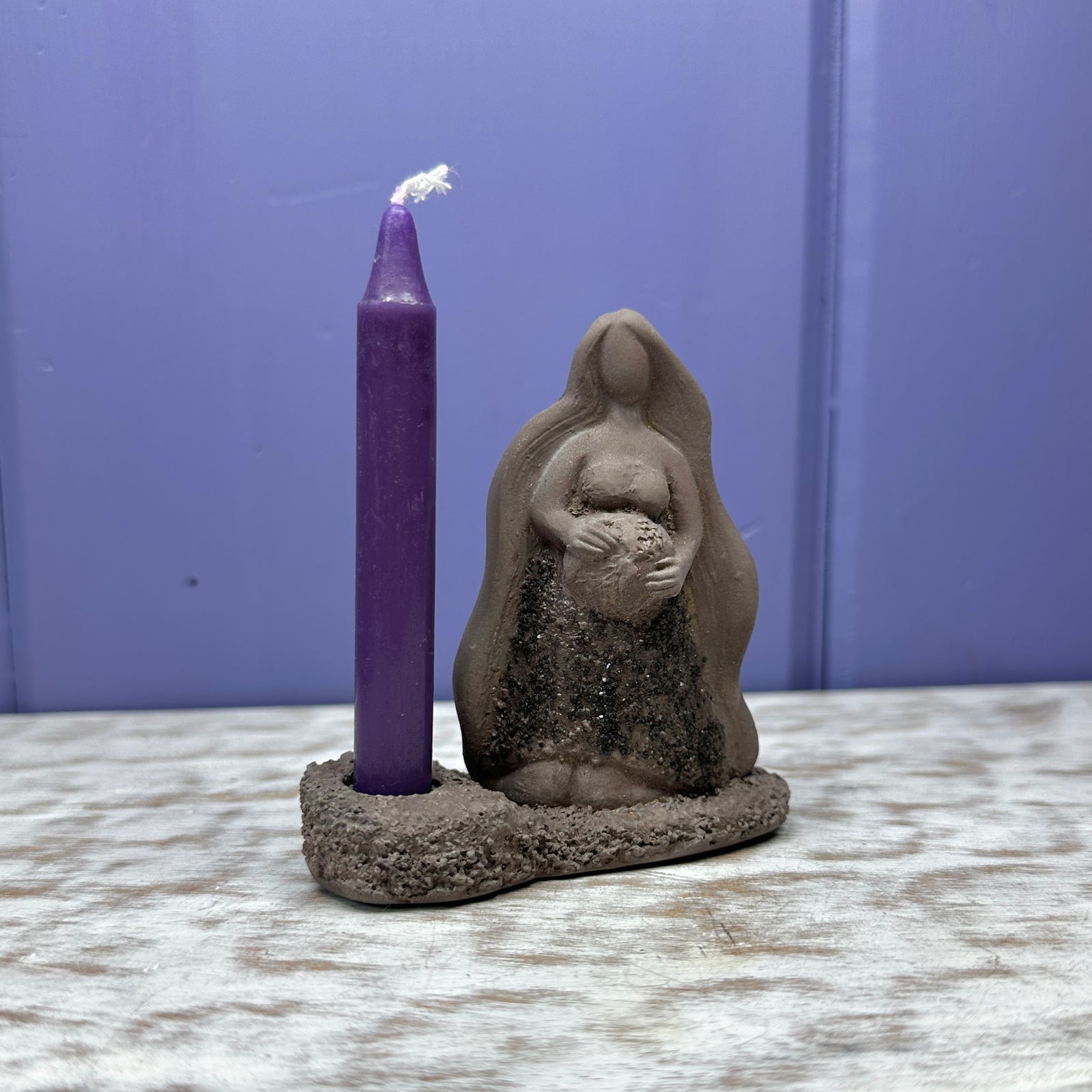 Gypsum Cement Goddess Gaia - Mini Candle Holder