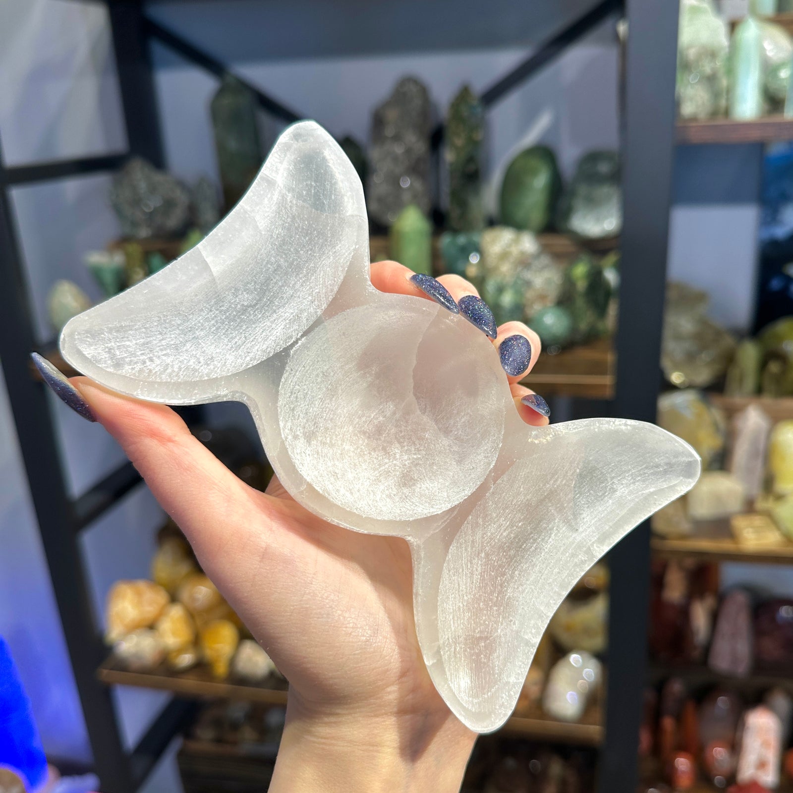 Selenite Bowl [triple moon]