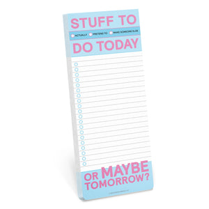 Notepad with 'Stuff to do today' and 'Or maybe tomorrow?' text on a white background