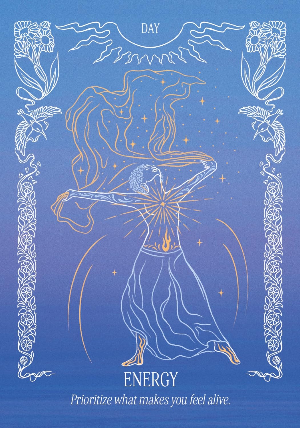 Set of oracle cards titled 'The Light in the Dark Oracle' by Lucia Dami, with colorful card backs featuring celestial designs.