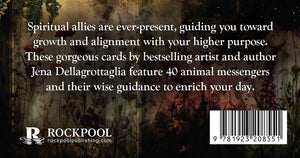 Back cover of card deck with text about animal messengers and Rockpool publishing.