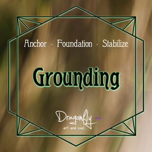 Earthy brown background reads 'Grounding – Anchor · Foundation · Stabilize'.