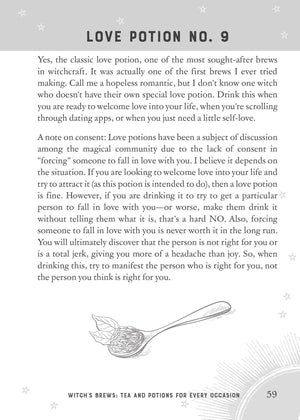 Herbal Tea Magic for the Modern Witch sample page "love potion No. 9..."