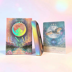 Card deck titled 'Lunar Magic' with a colorful box on a gradient background