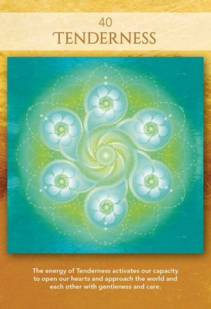 Sacred Geometry of Relationships Oracle sample card "40 - TENDERNESS, The energy of Tenderness activates our capacity to open our hearts and approach the world and each other with gentleness and care."