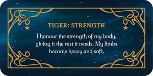 Decorative card with gold text on a blue background
