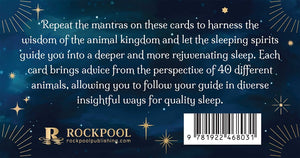 Back of a card deck with text and Rockpool branding on a starry night background