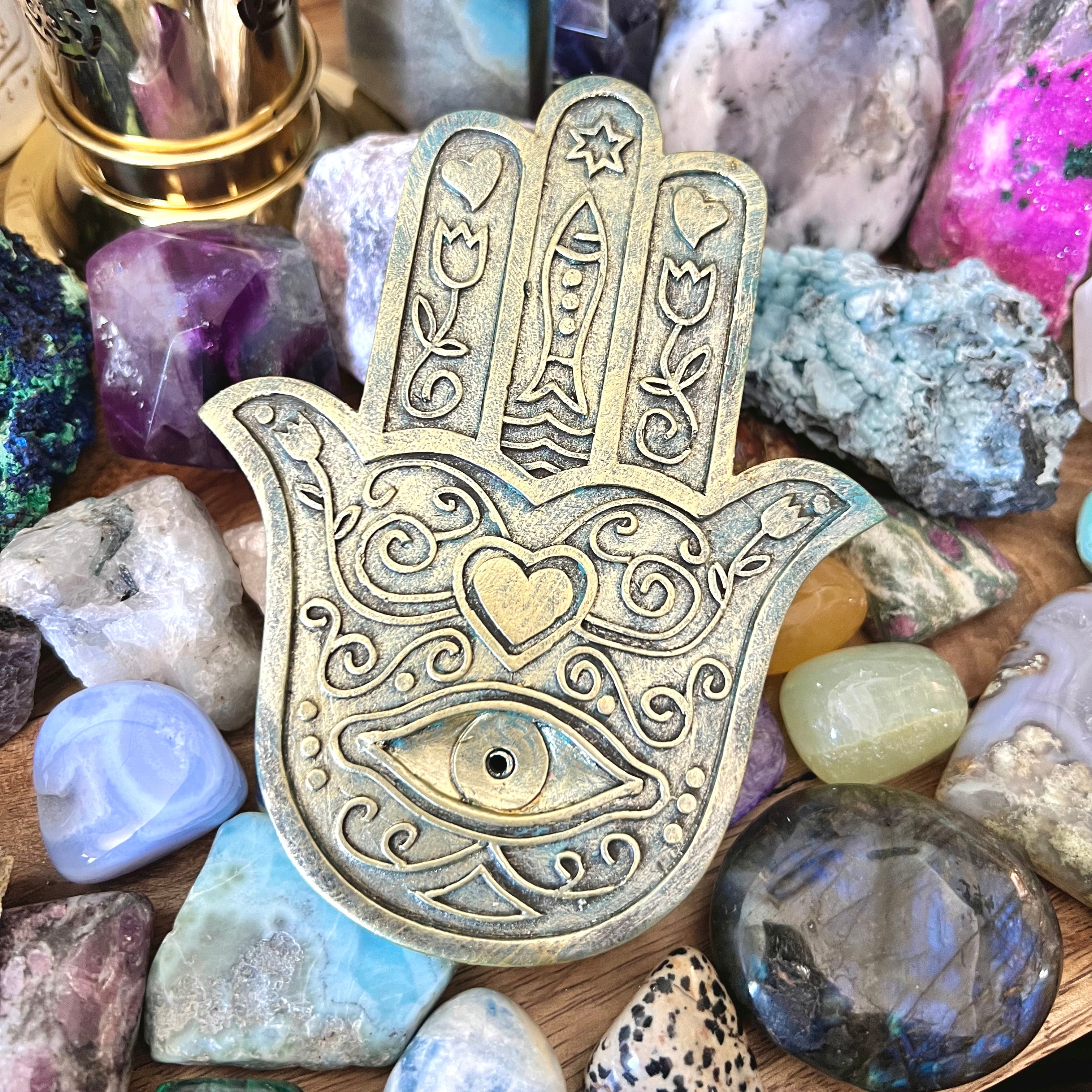 Hamsa factory Evil Eye Hand Dish Incense Burner