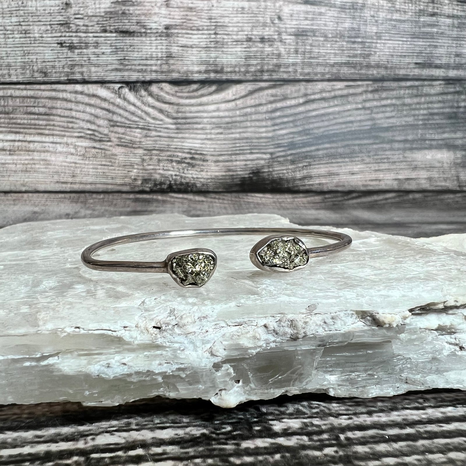 Pyrite - Flexible Sterling Silver Bracelet