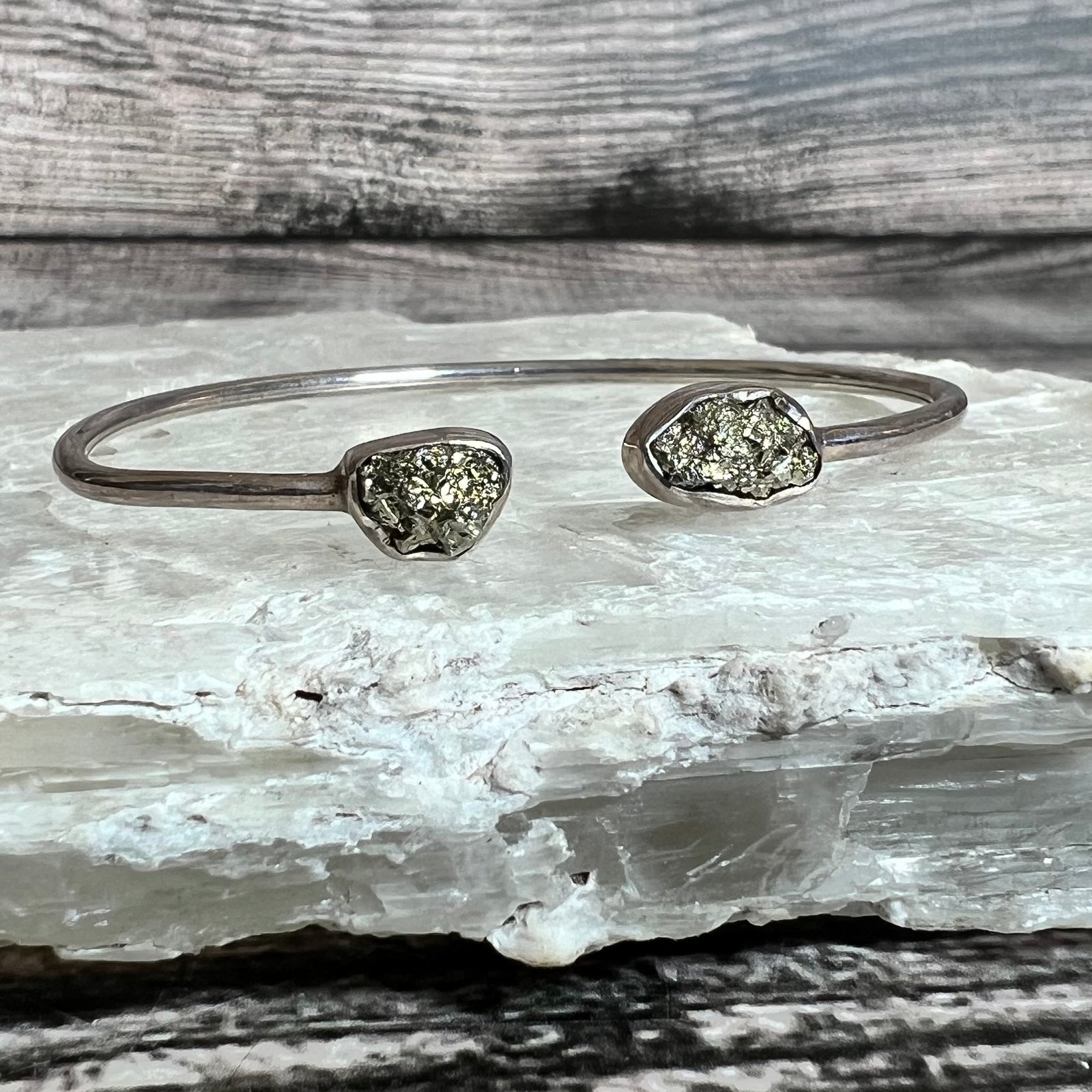 Pyrite - Flexible Sterling Silver Bracelet