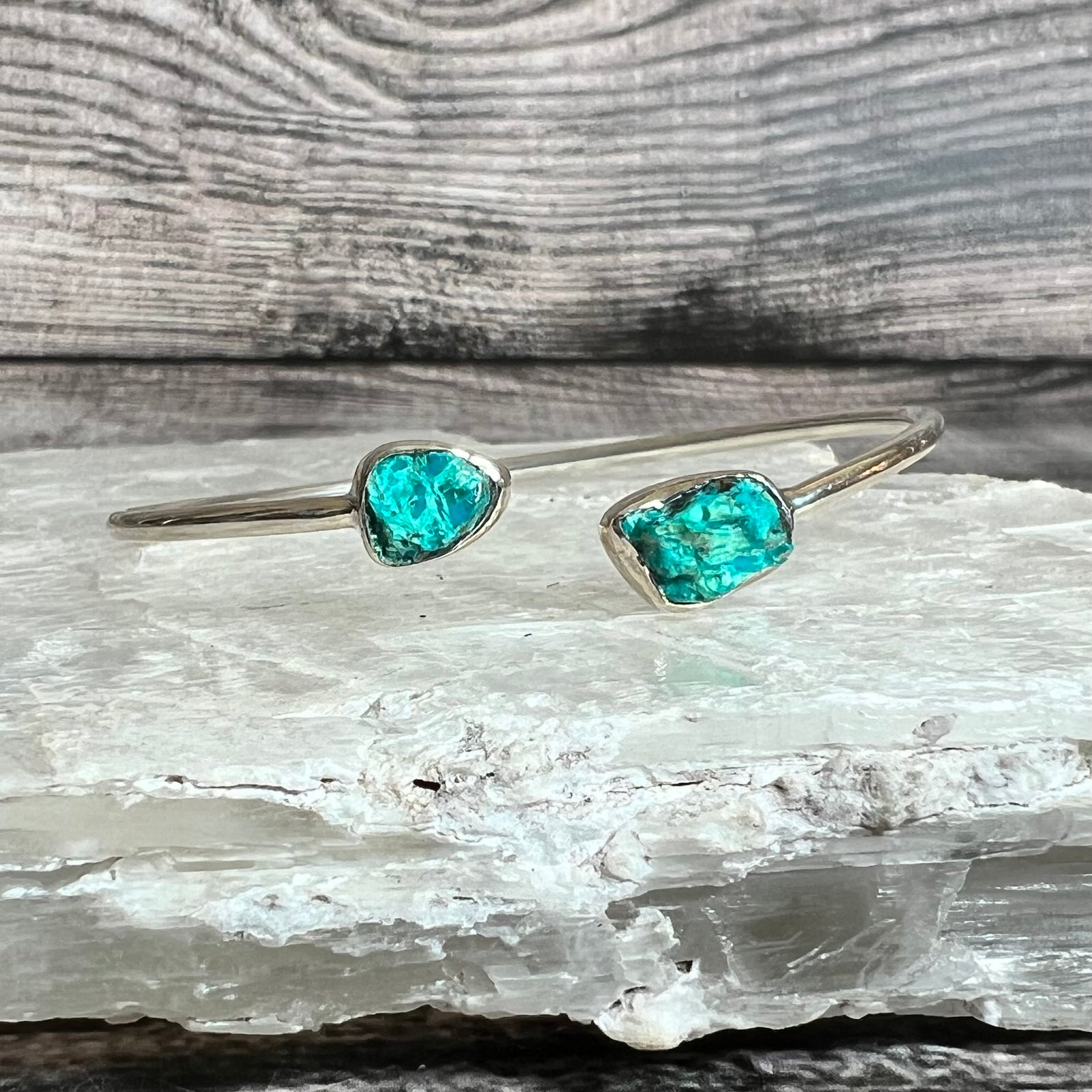 Turquoise - Flexible Sterling Silver Bracelet