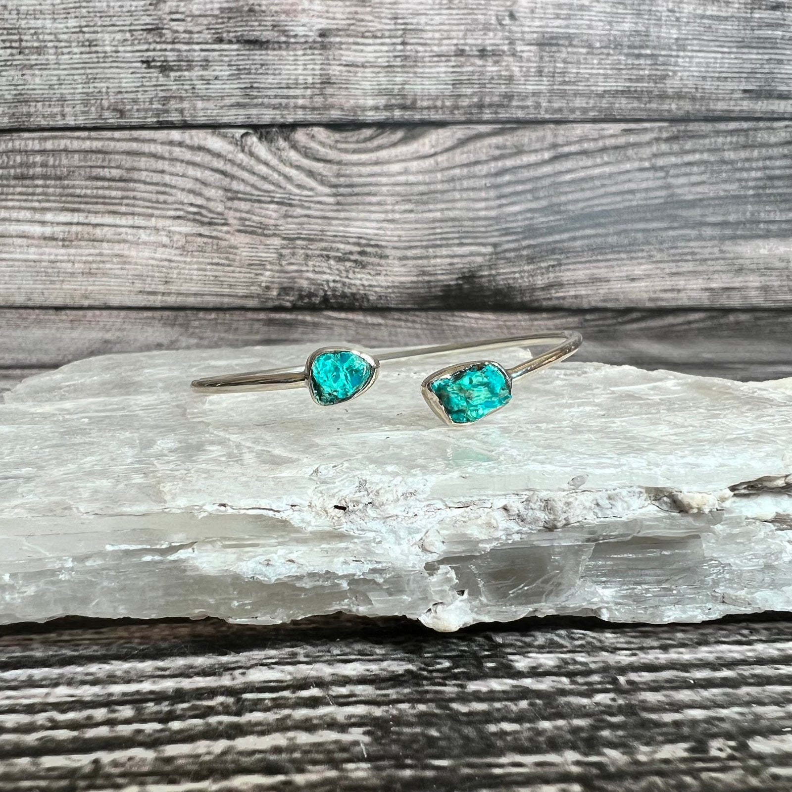 Turquoise - Flexible Sterling Silver Bracelet