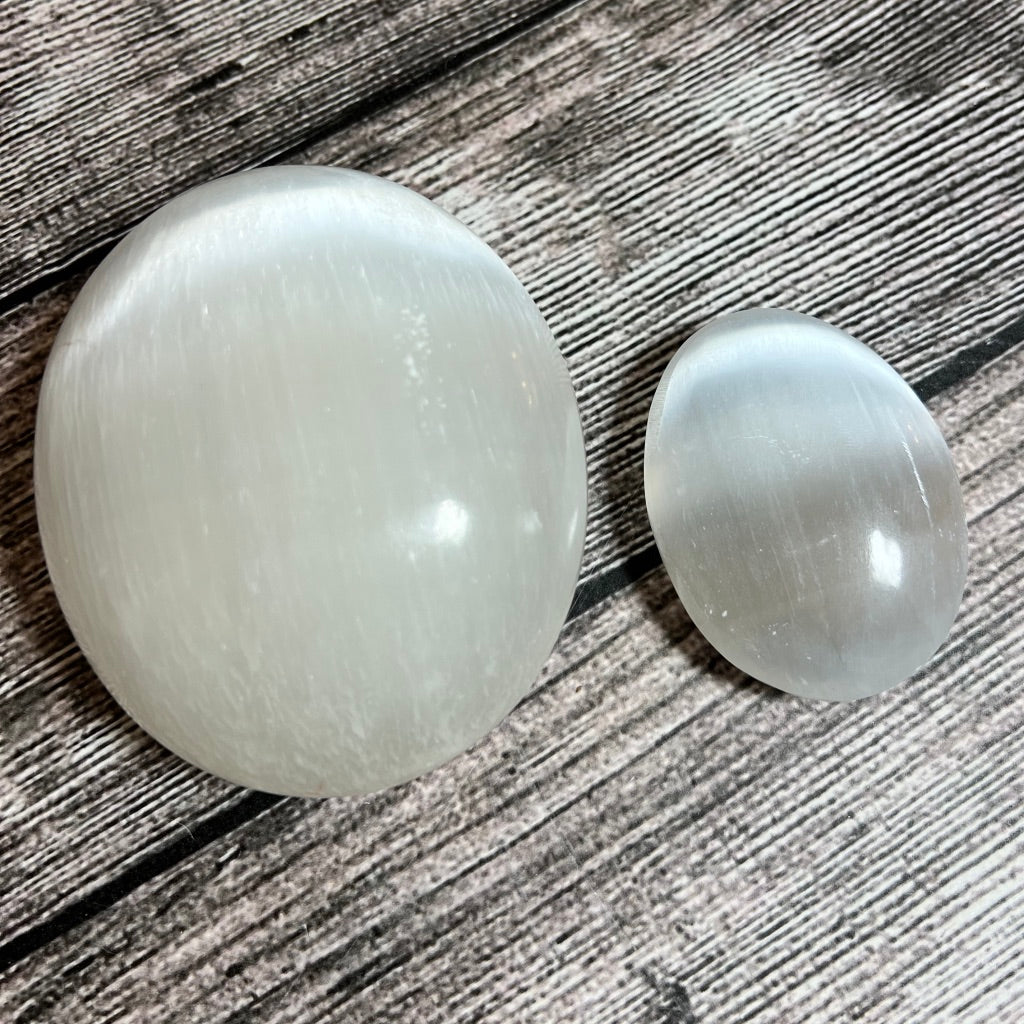 Selenite Palm Stone