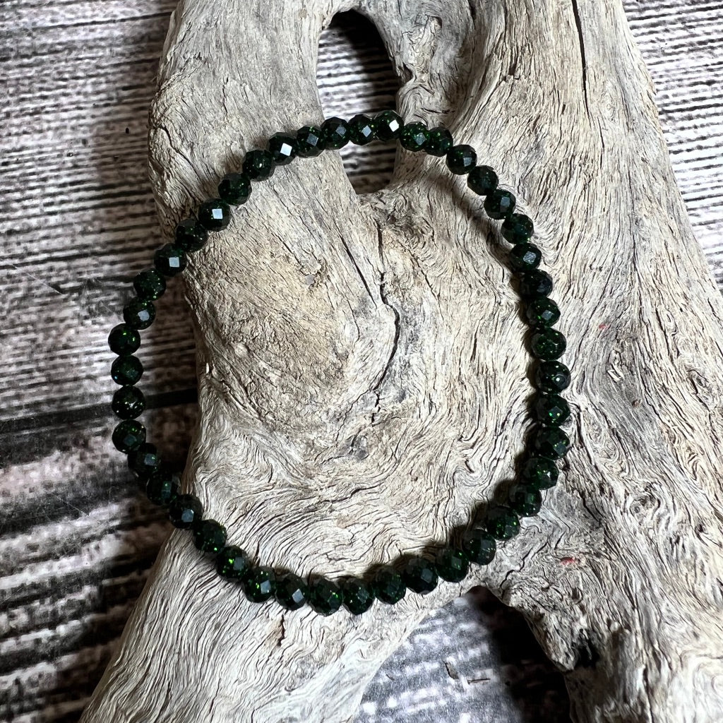 Green Goldstone Bracelet - Faceted