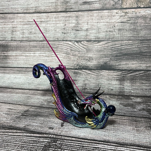 Iridescent Dragon With Crystal Ball Incense Burner
