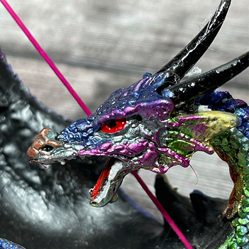 Iridescent Dragon With Crystal Ball Incense Burner