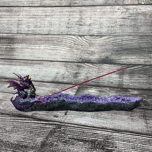 Purple Dragon on Geode Incense Burner