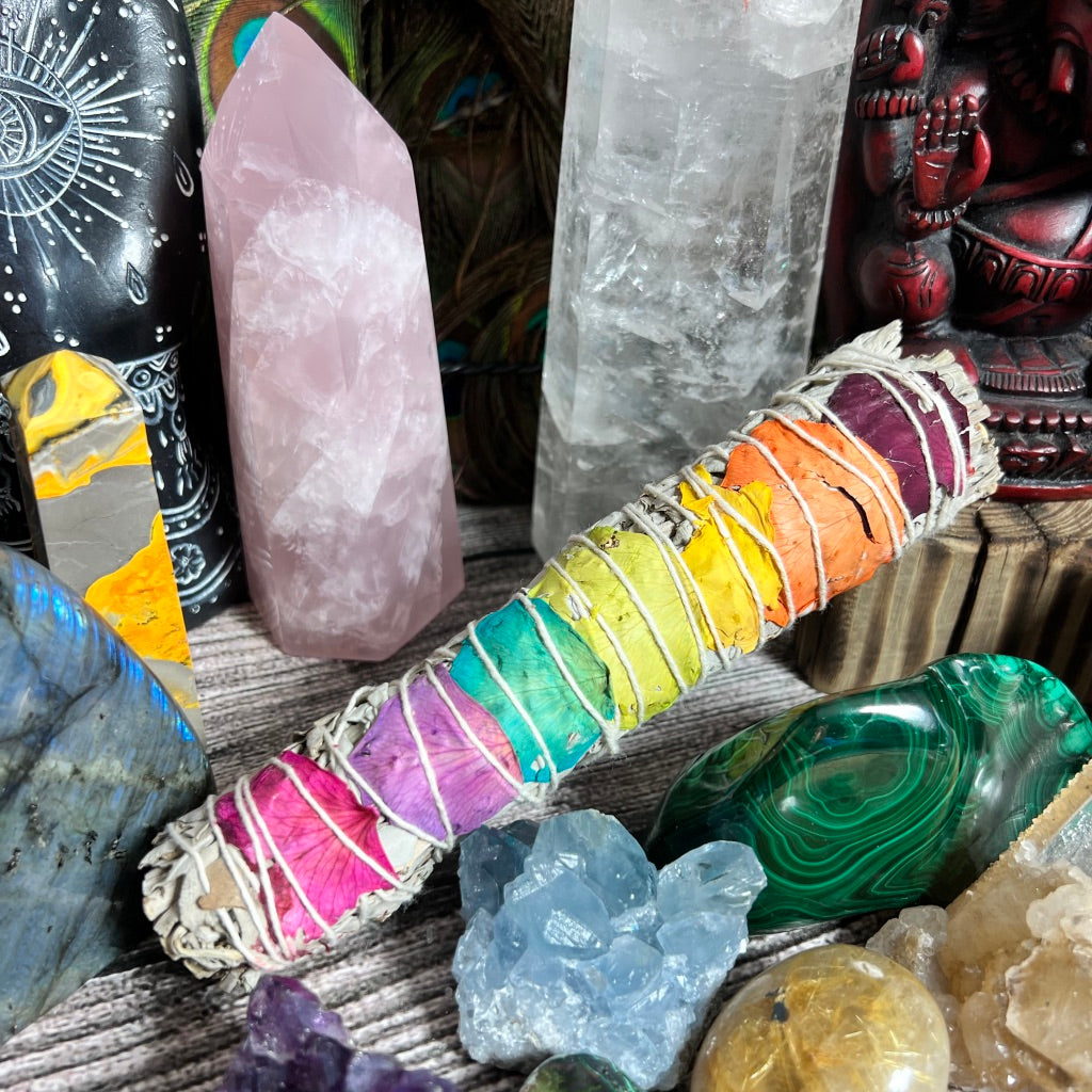 Rainbow Chakra White Sage Smudge Bundle