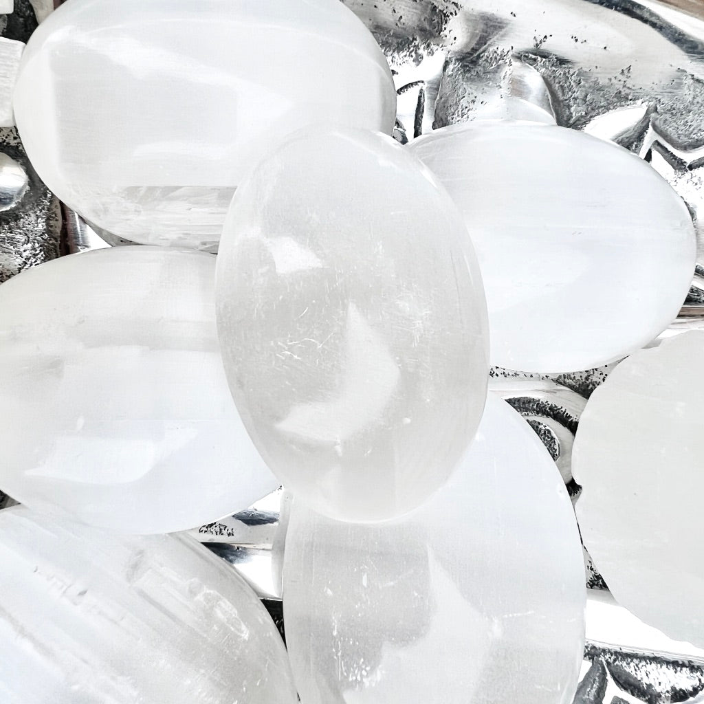 Selenite Palm Stone